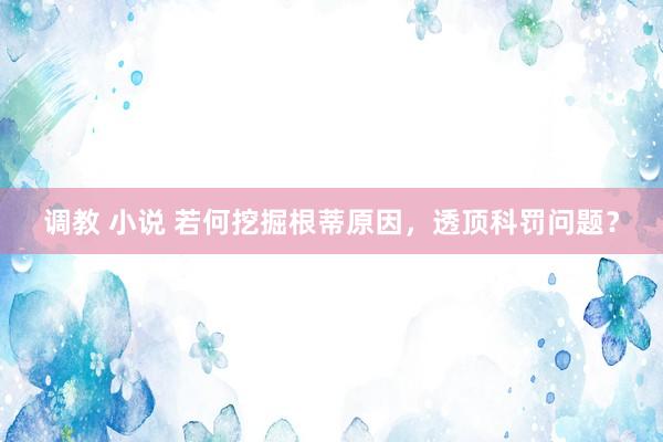 调教 小说 若何挖掘根蒂原因，透顶科罚问题？