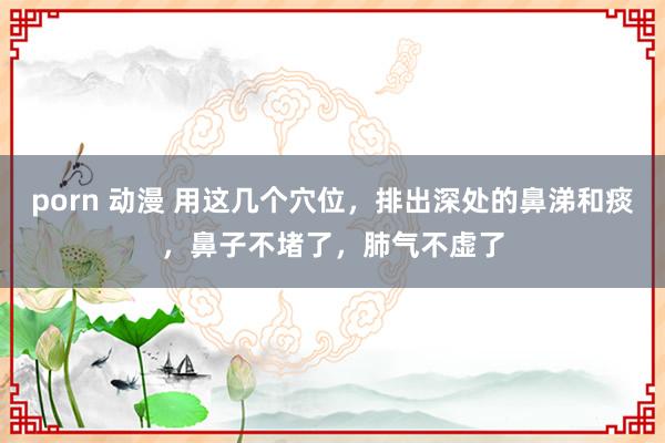 porn 动漫 用这几个穴位，排出深处的鼻涕和痰，鼻子不堵了，肺气不虚了